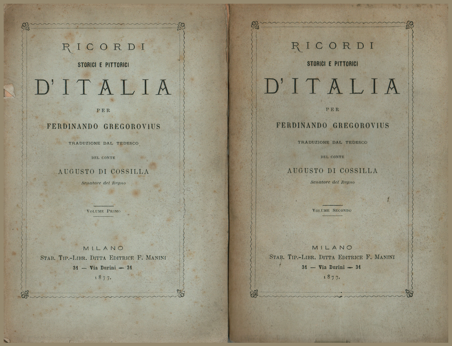 Historical and pictorial memories of Italy (2 volumes), s.a.