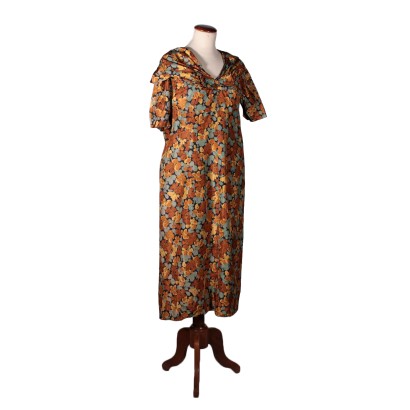 Silk Dress Floral Pattern Vintage 1950s