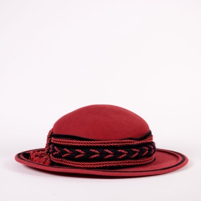 Vintage Women's Hat Red Felt Milan Italy 1960s 1970s