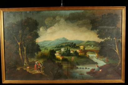 art of the 20th century, classical landscape, oil on canvas, 900