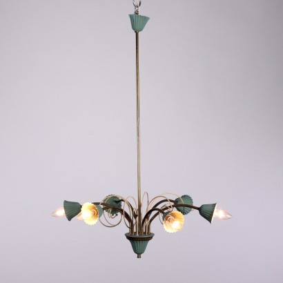 Lamp Enamelled Aluminum Brass Italy 1650s-1960s Italian Production