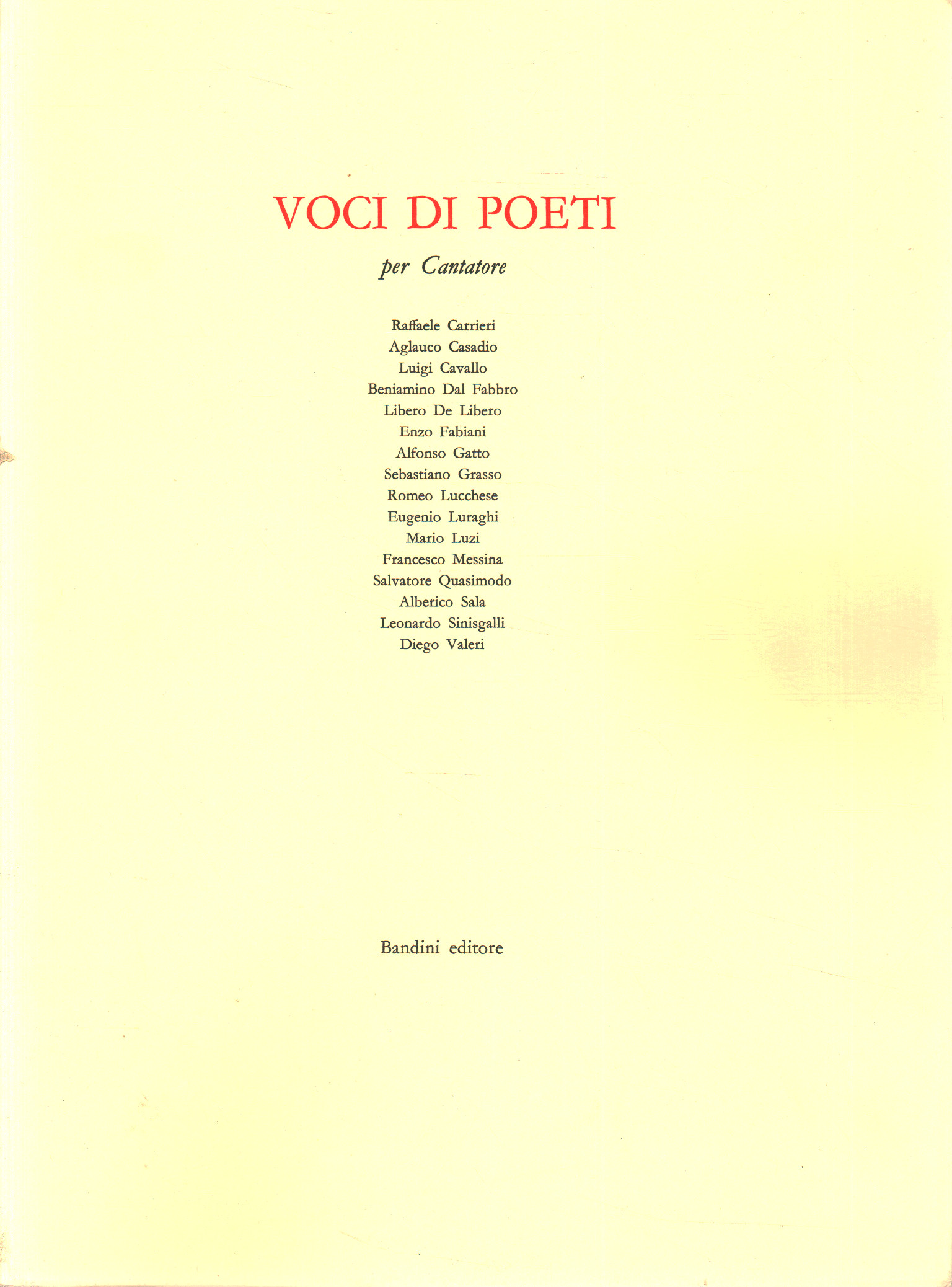 Voices of poets for Cantatore