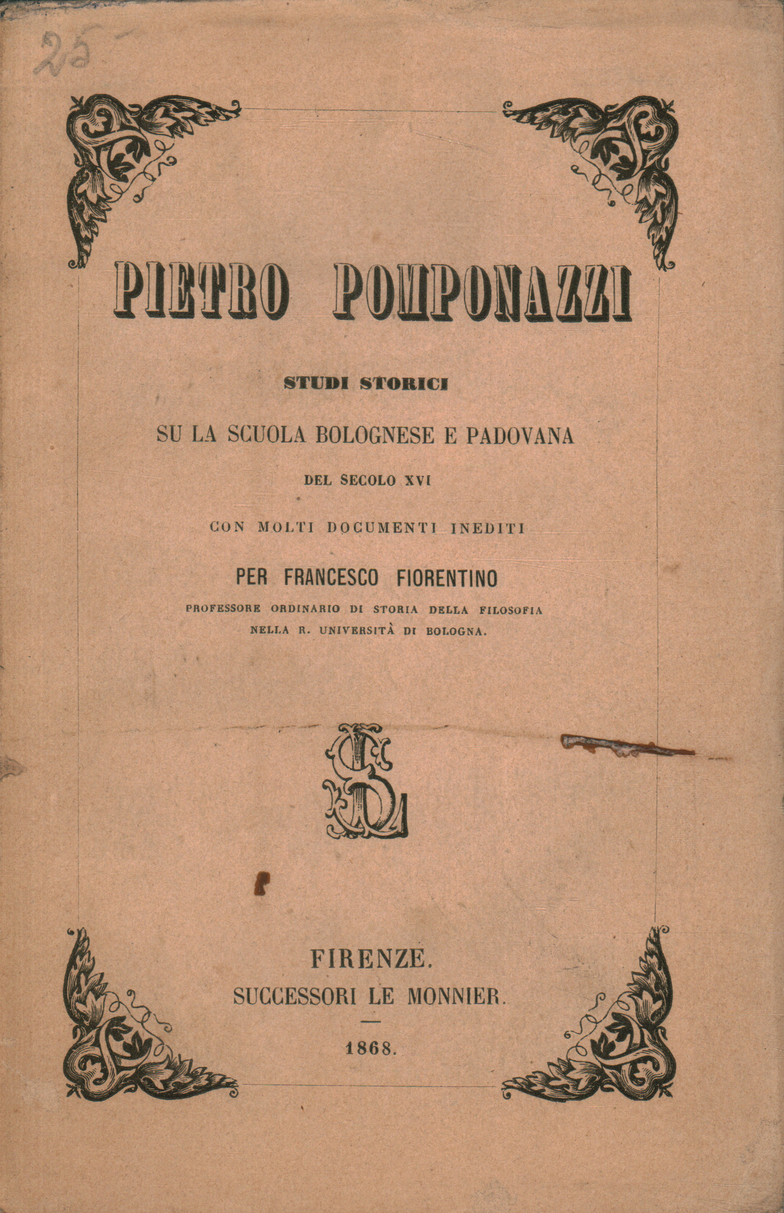 Pietro Pomponazzi. Etudes historiques sur le % 2, Pietro Pomponazzi. Etudes historiques sur le% 2
