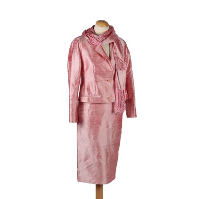 Vintage Pink Women's Suit Silk US Size 6 Italy 1960s