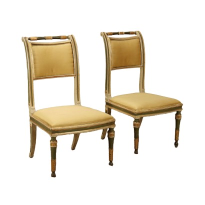 Paire de Chaises Empire Bois Italie XIX Siècle