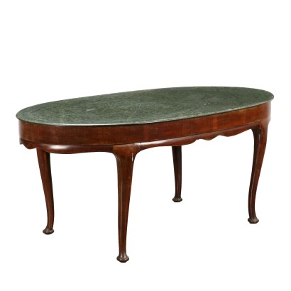 Vintage 1950s Elegant Table Wood Green Marble