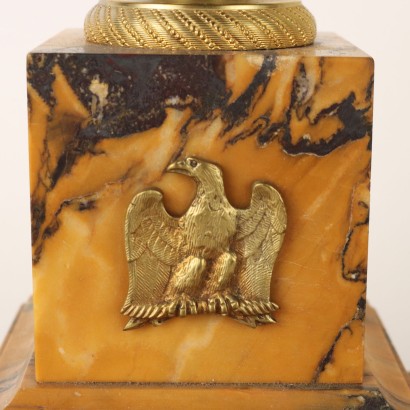 Inkwell in Yellow Marble and Gilded Bronze Italy XIX Century