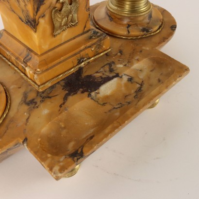 Inkwell in Yellow Marble and Gilded Bronze Italy XIX Century