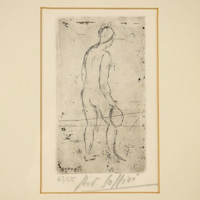 art, art italien, peinture italienne du XXe siècle,Estampe par Ardengo Soffici ,Figure avec tambourin,Ardengo Soffici,Ardengo Soffici,Ardengo Soffici