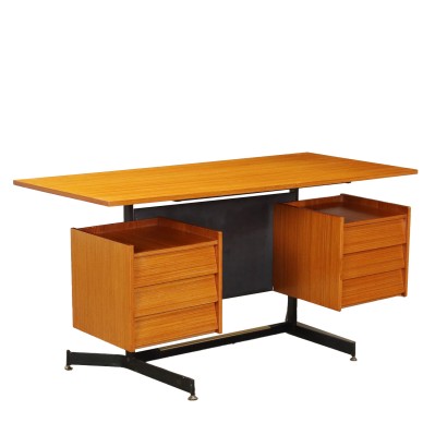 Writing Desk Teak Veneer Italy 1960s