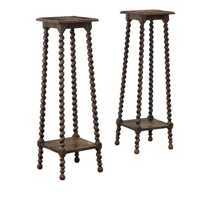 Pair of Perches Neo-Renaissance Style Wood Italy XX Century