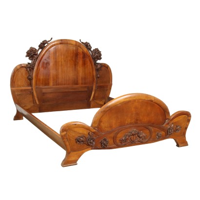 Lit Art Nouveau Attr. à Carlo Zen Noyer Italie XXe Siècle