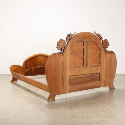 Ancient Bed Art Nouveau Attr. to C. Zen Walnut Italy XX Century