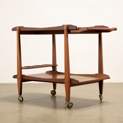 Vintage Service Trolley aus Teak mit Doppleplatte der 1960er Jahre