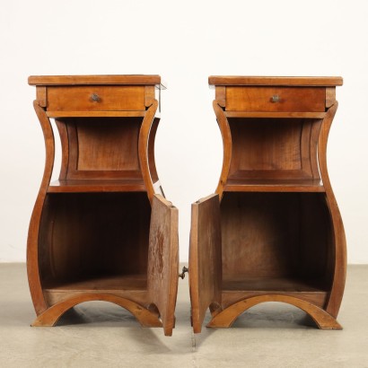 Bedside Tables Attr. to C. Zen Art Nouveau Walnut Italy XX Century