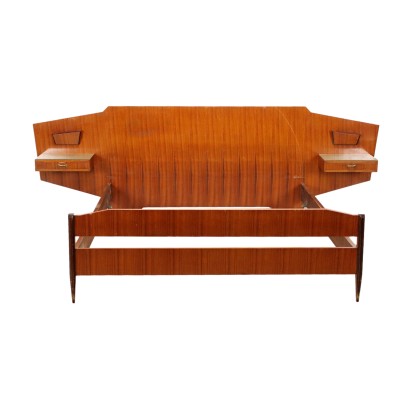 Vintage Double Bed Teak Veneer Italy 1950s-60s