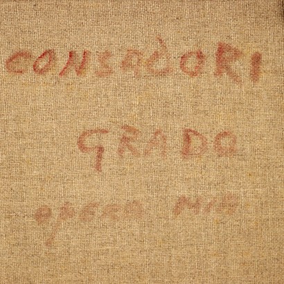 S. Consadori Huile sur Toile Vue sur Grado Italie XXe Siècle