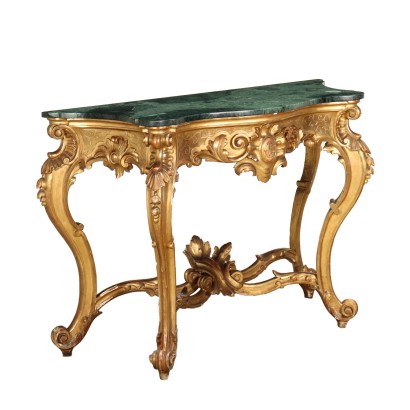 Console en Style Baroque Napolitain Bois Doré Italie XIXe Siècle