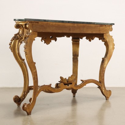 Console en Style Baroque Napolitain Bois Doré Italie XIXe Siècle