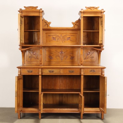 Cupboard Art Nouveau Oak Italy XIX-XX Century