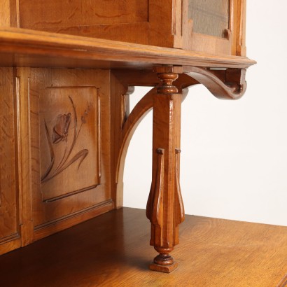 Cupboard Art Nouveau Oak Italy XIX-XX Century