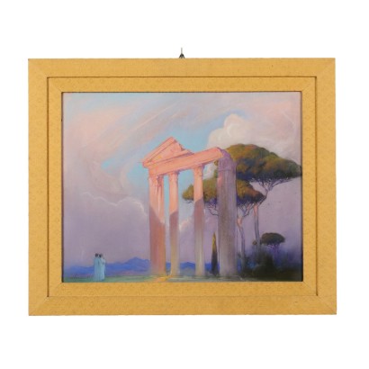 art, art italien, peinture italienne du XIXe siècle, peinture d'Arild Rosenkrantz, aperçu d'un temple en ruine, Arild Rosenkrantz, Arild Rosenkrantz