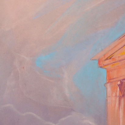 Kunst, italienische Kunst, italienische Malerei des 19. Jahrhunderts, Gemälde von Arild Rosenkrantz, Blick auf einen zerstörten Tempel, Arild Rosenkrantz, Arild Rosenkrantz
