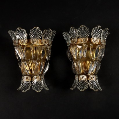 Pair of Wall Lamps Brass Italy XX Century