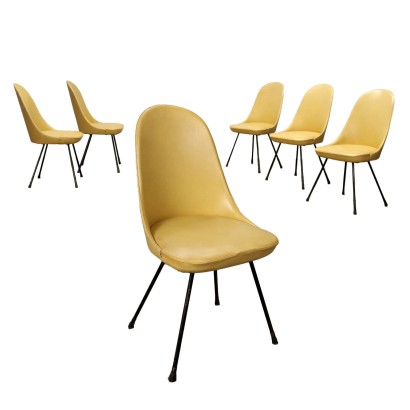 Group of 6 Chairs Leatherette Metal Italy 1950s-1960s