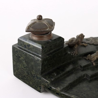 Ancient Inkwell Decò Serpentine Marble Italy 1920s-1930s