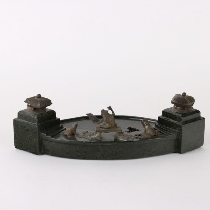 Ancient Inkwell Decò Serpentine Marble Italy 1920s-1930s