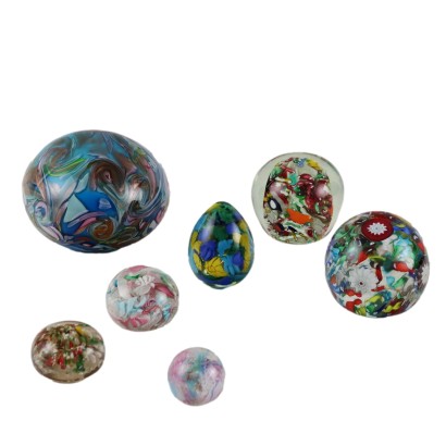 Group of 7 Paperweights Murano Glass Italy XX Century