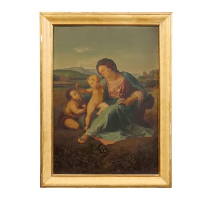 arte, arte italiano, pintura italiana del siglo XX,Pintura de la Virgen con el Niño y San Juan,Pintura de la Virgen con el Niño y San Juan Bautista,Pintura de la Virgen con el Niño y San Juan