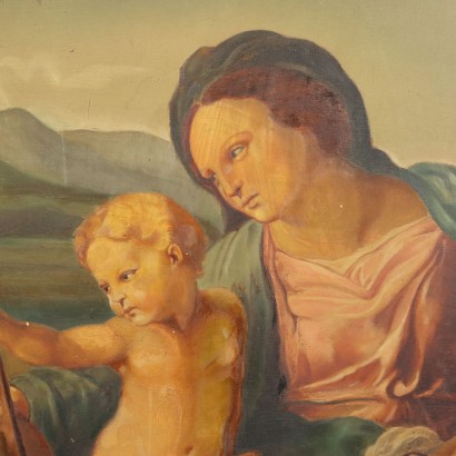 arte, arte italiana, pittura novecento italiana,Dipinto Madonna con Bambino e S.Giovanni,Madonna con Bambino e San Giovannino,Dipinto Madonna con Bambino e S. Giova