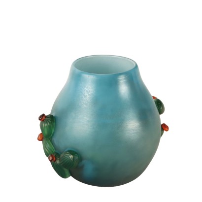 Vintage Vase aus Hellblauen Glas der 1980er Jahre