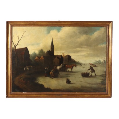 Antikes Gemälde Landschaft Thomas Heeremans Attr. Öl auf Leinwand