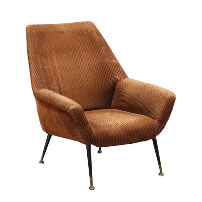Fauteuil Vintage en Velour et Métal des Années 1960