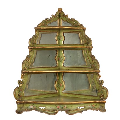 Meuble d\'Angle Style Rococo en Bois Peint du XIXe Siècle