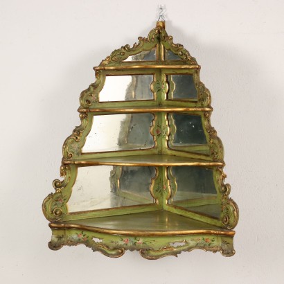 Meuble d\'Angle Style Rococo en Bois Peint du XIXe Siècle