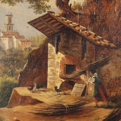 Tableau de Giacomo Micheroux Huile sur Toile Four à Pain XIXe Siècle