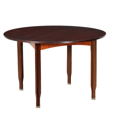 Runder Tisch aus Buchenholz und Ebenholz Furnier Vintage 1960er Jahre