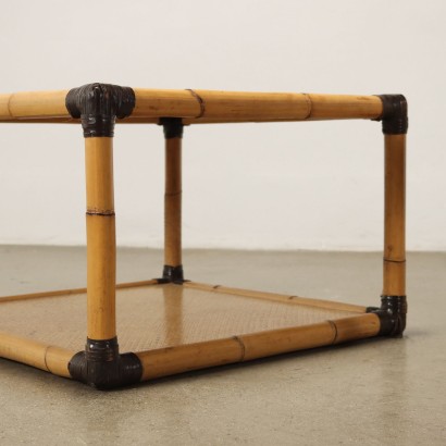 Paire de Tables Basses Design Placage de Bambou Italie Années 1980