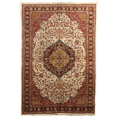 Tapis Vintage Jaipur Inde Coton Laine Noeud Fin Manuel