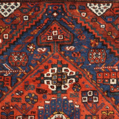 Tapis Ancien Shiraz en Laine Noeud Gros Motifs Géometriques