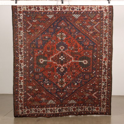 Tapis Ancien Shiraz en Laine Noeud Gros Motifs Géometriques