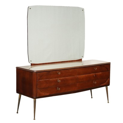 Commode avec Miroir Plaqué en Bois Exotique Italie Années 1950