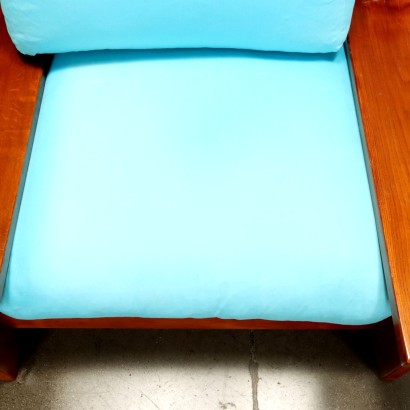 Fauteuil Design Plinio en Chêne et Tissu Italie des Années 1980