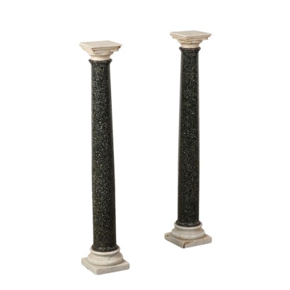 antiquités, colonne, antiquités de colonnes, colonne ancienne, colonne italienne ancienne, colonne antique, colonne néoclassique, colonne du XIXe siècle, Paire de colonnes ornementales en porphyre