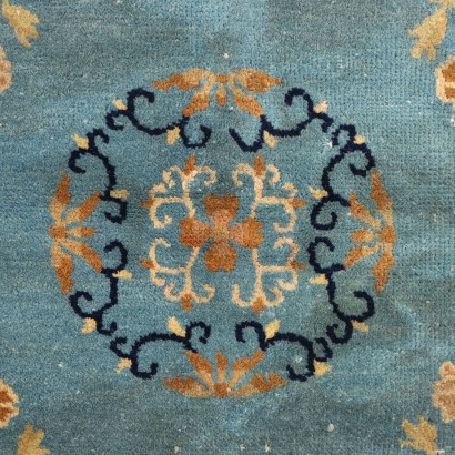 Vintage Leichtblauer Peking Teppich China 145x96 cm Baumwolle Wolle