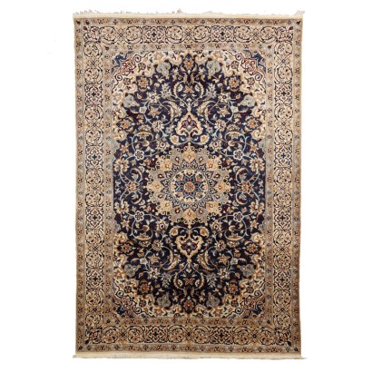 Tapis Vintage Nain Iran 296x195 cm Coton Laine Noued Gros Années 90